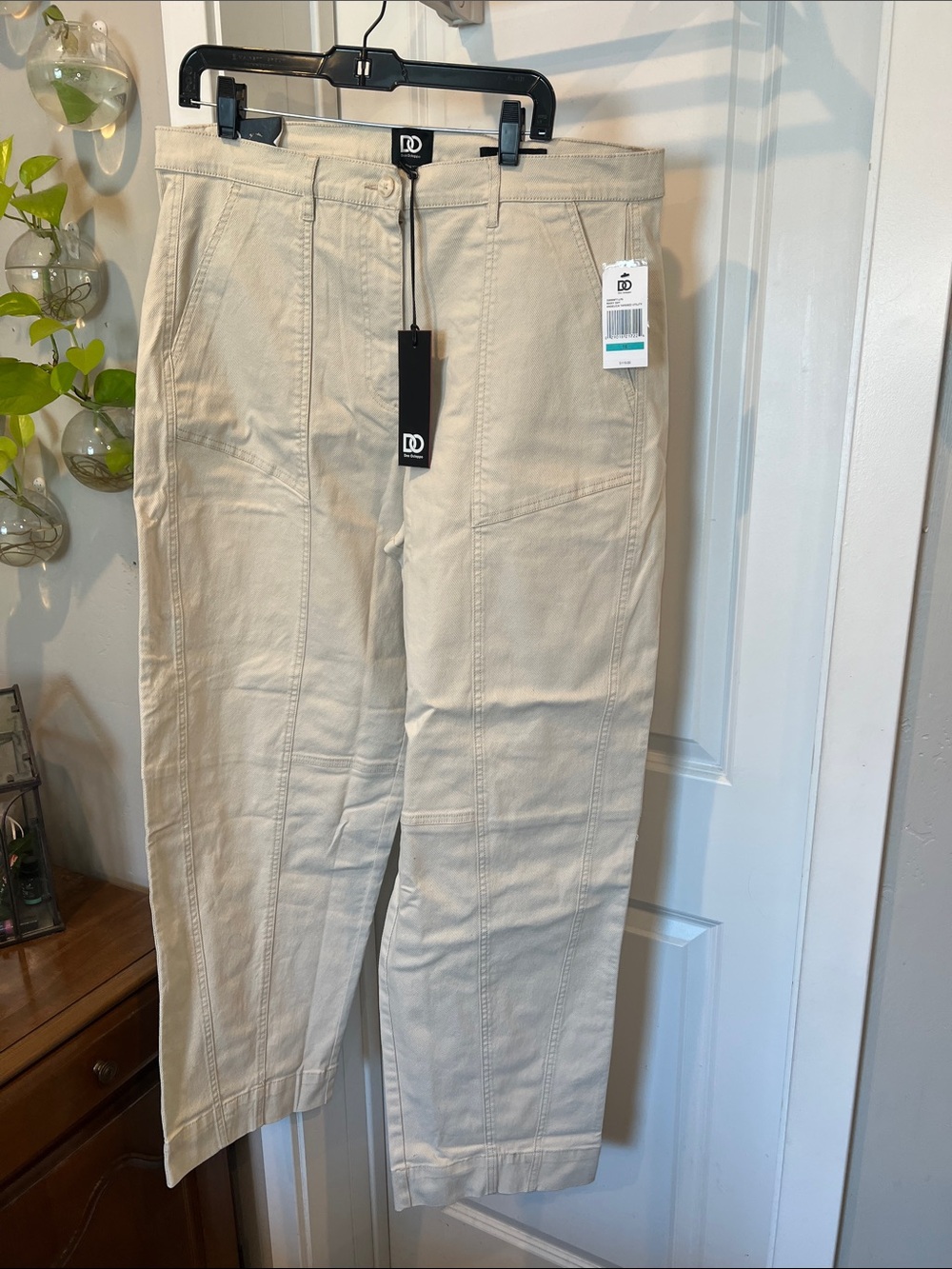 Beige Women's Straight-Leg Cotton Chinos